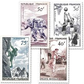 Série sportive : baket ball, pelote basque, rugby, alpinisme série complète année 1956 n° 1072 1073 1074 1075 yvert et tellier luxe