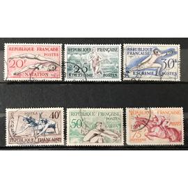 Lot de 6 timbres oblitérés France 1953 y & t n° 960 à 965