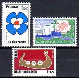 Régions : Ile de France, Haute Normandie, Basse Normandie série complète année 1978 n° 1991 1992 1993 yvert et tellier luxe