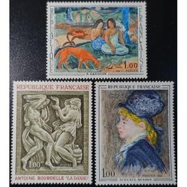 Art : oeuvres de Paul Gauguin, Antoine Bourdelle, Auguste Renoir série complète année 1968 n° 1568 1569 1570 yvert et tellier luxe