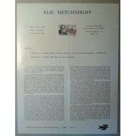Notice Philatélique Ministère des Postes de Télécommunications 1966 n°21 Timbre n°1474 YT Elie Metchnikoff Oblitéré