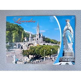 Ancienne Carte Postale Animée LOURDES. La Basilique , la Vierge Marie (2 Vues). Hautes-Pyrénées, Occitanie. CPA France. Département 65