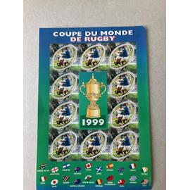 Bloc de 10 timbres ovales coupe du monde de rugby 1999