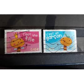 Lot série 2 timbres 2002 c est une fille c est un garçon 3463 3464 france
