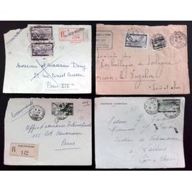 Lot de 4 enveloppes Algérie Recommandé et poste aérienne années 50