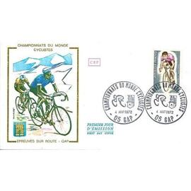 France 1972, Très Belle Enveloppe 1er Jour Championnats Du Monde Cyclistes À Gap, Timbre Yvert 1724, Non Close.