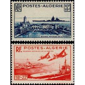 algérie, département français 1949, très beaux timbres neufs** luxe, oeuvres de la marine, yvert 273, le "richelieu" devant l