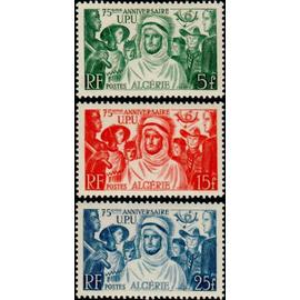 algérie, département français 1949, très beaux timbres neufs** luxe yvert 276, 277 & 278, 75ème anniversaire de l