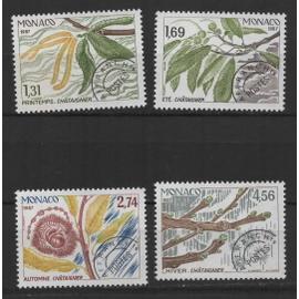 Monaco, timbres-poste préoblitérés Y & T n° 94 à 97 les quatre saisons du châtaignier, 1987