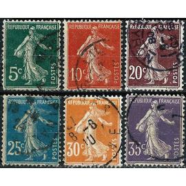 france 1907 / 1920, belle série semeuse, timbres yvert 137 138 139 140 141 142, oblitérés, TBE.