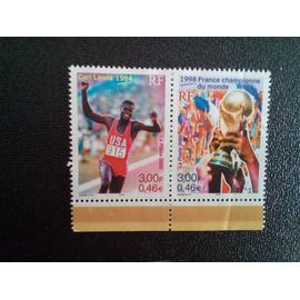 timbre FRANCE YT 3313 et 3314 Carl Lewis en 1984 et champion du monde de France en 1998 2000