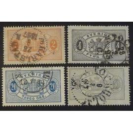 Suède service oblitéré y et t n° 15 à 18 lot de 4 timbres de 1891