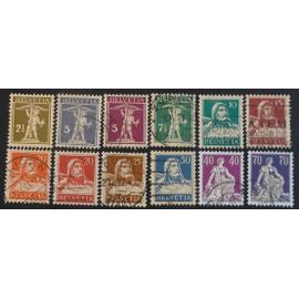 Suisse neuf et oblitéré y et t n° 196 à 207 lot de 12 timbres de 1924-27