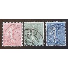 france oblitéré y et t N° 129 130 132 lot de 3 timbres de 1903 cote 2.10