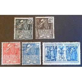 france oblitéré y et t N° 270 à 274 lot de 5 timbres de 1931 (série complète) cote 4.00