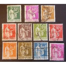 france oblitéré y et t N° 280 à 289 lot de 11 timbres de 1932-33 (série complète) cote 12.00
