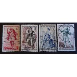 France oblitéré Y et T N° 943 944 et 956 957 lot de 4 timbres de 1953 (série complète) cote 1.40
