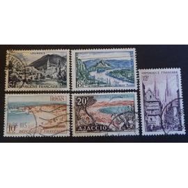 France oblitéré Y et T N° 976 977 978 979 981 lot de 5 timbres de 1954 cote 1.40