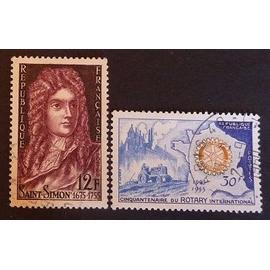 France oblitéré Y et T N° 1008 1009 lot de 2 timbres de 1955 cote 2.80