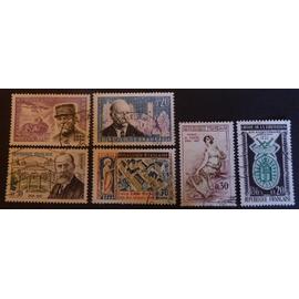 France oblitéré Y et T N° 1269 à 1272 et 1277 1280 lot de 6 timbres de 1960 cote 2.60