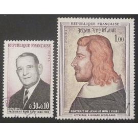 France oblitéré Y et T N° 1412 1413 lot de 2 timbres de 1964 cote 2.10
