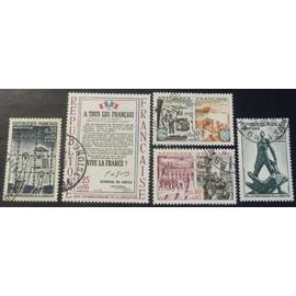 France oblitéré Y et T N° 1407 à 1411 lot de 5 timbres de 1964 (série complète) cote 5.00