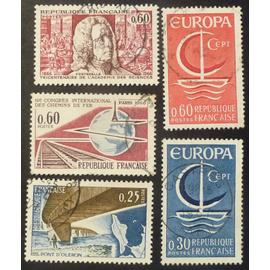 France oblitéré Y et T N° 1487 à 1491 lot de 5 timbres de 1966 cote 2.40