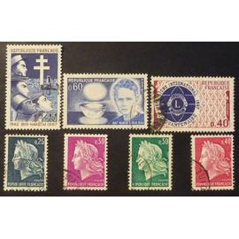France oblitéré Y et T N° 1532 et plus lot de 7 timbres de 1967 cote 2.45