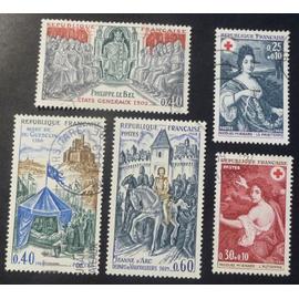 France oblitéré Y et T N° 1577 à 1581 lot de 5 timbres de 1968 cote 2.65