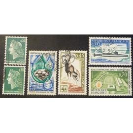 France oblitéré Y et T N° 1611 et plus lot de 6 timbres de 1969 cote 2.45