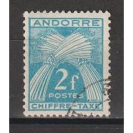 andorre français, 1943-1946, timbres-taxe, type gerbes, n°26, oblitéré.