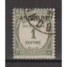 andorre français, 1931-1932, timbres-taxe, timbres de 1927-1931 (recouvrements), n°9, oblitéré.