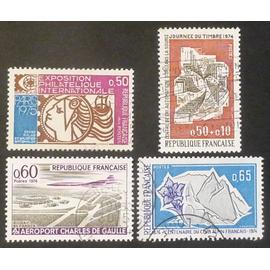 France oblitéré Y et T N° 1783 1786 1787 1788 lot de 4 timbres de 1974 cote 1.80