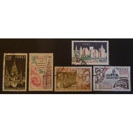 France oblitéré Y et T N° 1938 1939 et 1947 à 1949 lot de 5 timbres de 1977 (série complète) cote 2.50