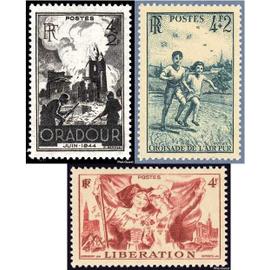 france 1945, très beaux timbres neufs** luxe yvert 739 libération alsace et lorraine, 740 croisade de l