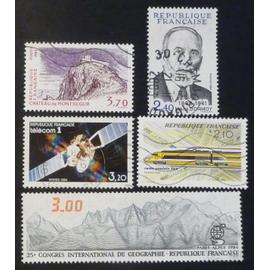 France oblitéré Y et T N° 2327 et 2333 à 2336 lot de 5 timbres de 1984 cote 2.60