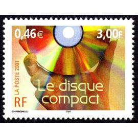 france 2001, le siècle au fil du timbre, communication, très beau timbre neuf** luxe yvert 3376 le disque compact, ou CD.