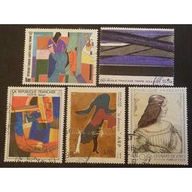 France oblitéré Y et T N° 2413 2414 2446 2447 2448 lot de 5 timbres de 1986 (série complète) cote 5.95