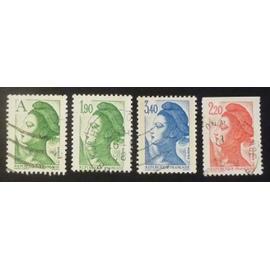 France oblitéré Y et T N° 2423 2424 2425 2427 lot de 4 timbres de 1986 cote 1.75