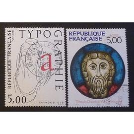France oblitéré Y et T N° 2407 2637 lot de 2 timbres de 1986-90 cote 2.50