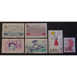 France oblitéré Y et T N° 2527 à 2532 lot de 6 timbres de 1988 cote 2.65