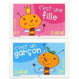 france 2002, timbres de naissance - joyeux événement, très beaux timbres neufs** luxe yvert 3463 c