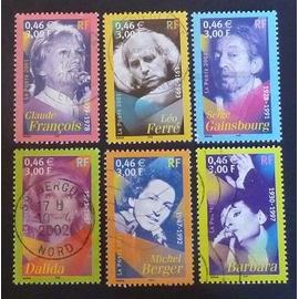 France oblitéré Y et T N° 3391 à 3396 lot de 6 timbres de 2001 (série complète) cote 3.60