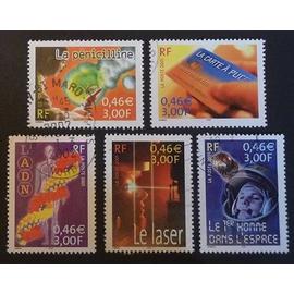 France oblitéré Y et T N° 3422 à 3426 lot de 5 timbres de 2001 (série complète) cote 2.50