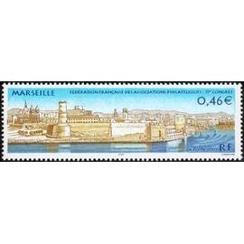 france 2002, très beau timbre neuf** luxe yvert 3489, 75ème congrès des sociétés philatéliques à marseille.