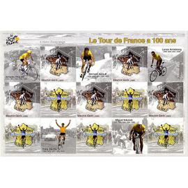 france 2003, très beau bloc neufs** luxe "le tour de france a 100 ans", yvert bf 59, 10 timbres, 5 fois la paire 3582 & 3583.