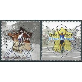france 2003, beaux timbres oblitérés, yvert 3582 maurice garin & 3583, le tour de france - 1903 - 2003 a 100 ans -