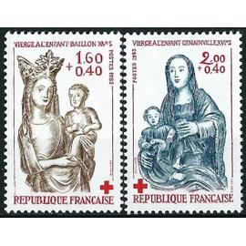 france, 1983, très belle paire croix rouge neuve** luxe, timbres yvert 2295 vierge à l