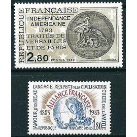 france 1983, très beaux timbres neufs** luxe yvert 2257 100 ans Alliance française, 2285 : Indépendance américaine 1783 : Traités de Versailles.