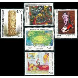 France 1984, très belle Série tableaux neuve** luxe, timbres yvert 2299 Sculpture de César, 2300 Messagier, 2301 Bonnard, 2342 Maison, 2343 Hélio.